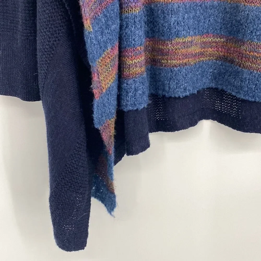 Anthropologie Fiets‎ Voor Long Waterfall Open Front Cardigan Alpaca Wool Navy S